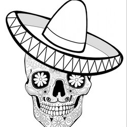 Excellent Get This Online Coloring Pages Mexican Sombrero Skull Hat Sheets Print Sugar Skulls Printable
