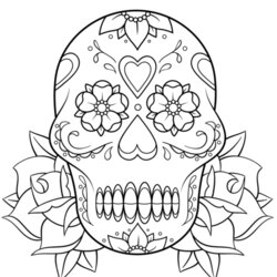 Fantastic Coloring Pages To Download And Print For Free Skull Sugar Roses Skulls Printable Simple Rose
