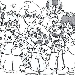 Fine Super Smash Bros Coloring Pages At Free Printable Mario Luigi Peach Toad Daisy Color Kids Print