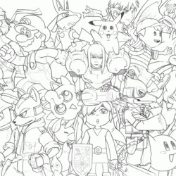 Supreme Super Smash Brothers Coloring Pages Home Bros Doodle Nintendo Library Popular Tableau