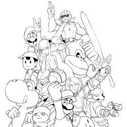 Worthy Super Smash Brothers Coloring Pages Free Printable Home Bros Brawl Colouring Print Characters Mario