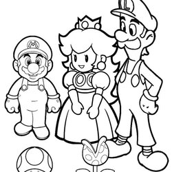 Exceptional Mario Bros Coloring Pages For Kids Luigi Super Printable Sheets Rocks Characters
