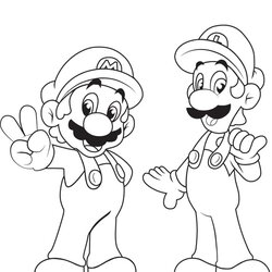 Splendid Luigi With Mario Coloring Page