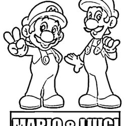 Free All Mario Character Coloring Pages Download Luigi