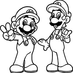 Coloring Page Mario And Luigi Pages Super Printable Paper All Right