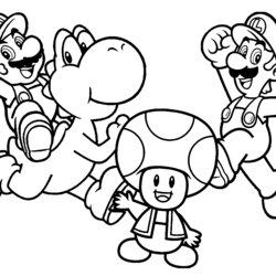 Perfect Super Mario Coloring Pages Brothers Print Color Craft Toad Happy Luigi Page