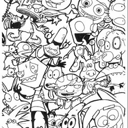 Printable Cartoon Coloring Pages Monsters Doodle Page