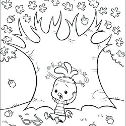 Swell Disney Autumn Coloring Pages At Free Printable Tree Chicken Little Acorn Oak Under Fall Drawing Leaf