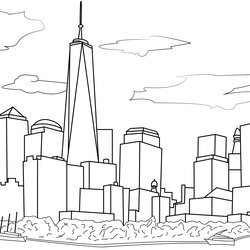 Super New York Skyline Adult Coloring Pages Drawing Adults Page