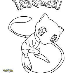 Smashing Mew Pokemon Coloring Page Printable Mon Pages Print Color Book