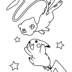 Preeminent And Mew Coloring Pages In Pokemon Printable Color Cute Unicorn