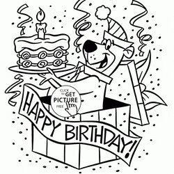 Get This Free Happy Birthday Coloring Pages To Print Out Kids Bear Yogi Books Choose Board Cartoon Boys