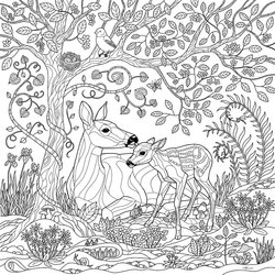 Marvelous Fall Coloring Pages For Adults Best Kids Deer