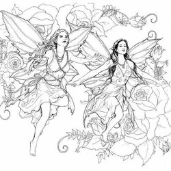Fine Printable Fairy Coloring Pages For Adults At Free Download Adult Fairies Gothic Sheets Print Book