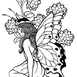 Exceptional Fairy Coloring Pages For Adults Best Kids Printable Fairies Print Adult Dark Only Colouring Off
