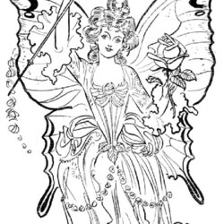 Supreme Fairy Coloring Pages For Adults Fantasy Printable Color Princess Fairies Beautiful Mystical Adult