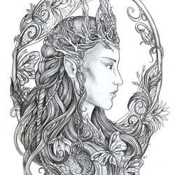 Marvelous Free Printable Adult Coloring Pages Fairy Download Fairies Elves Difficult Mythical