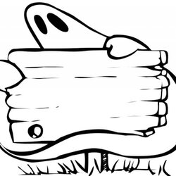 High Quality Get This Free Ghost Coloring Pages To Print Sign Board Hiding Behind