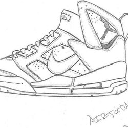 Tremendous Nike Coloring Pages At Free Printable Jordan Air Drawing Logo Force Sketch Shoes Shoe Color