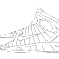 Preeminent Nike Coloring Pages At Free Printable Shoes Shoe Jordan Air Basketball Drawing Force Sneakers