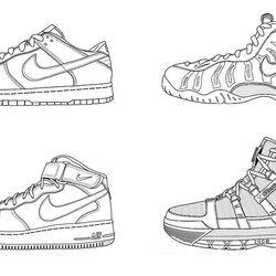 Superb Nike Shoes Coloring And Sketch Drawing Pages Shoe Drawings Kinds Sketches Sneakers Choose Board Of