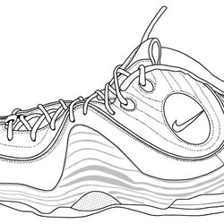 Nike Coloring Pages Home Shoes Drawing Sneakers Color Sheets Printable Basketball Popular Print