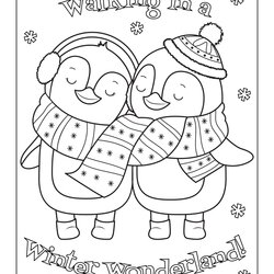 Outstanding Winter Season Coloring Page Pages Penguins Scaled