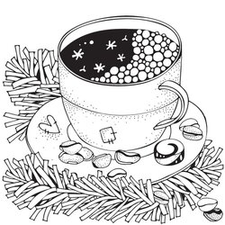 Sterling Hot Cocoa In Winter Coloring Page Free Adult Printable Pages Kids Themed Activity Puzzle Sheets