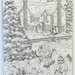 High Quality Pin On Coloring Pages Winter Christmas Adult Book Wonderland Sheets Printable Colouring Scenes