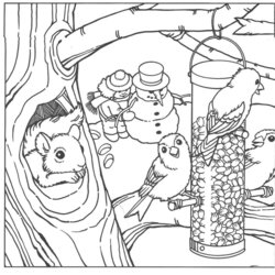 Excellent Winter Coloring Pages For Adults Best Kids Scene Animals Page