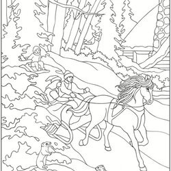 Tremendous Free Coloring Pages Of Adult Winter Scenes Scene Printable Dover Scenery Kids Book Landscape